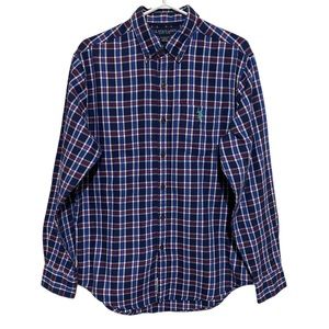 US Polo Assn. Men's Blue/Red/White Plaid Button Down Shirt Size M
